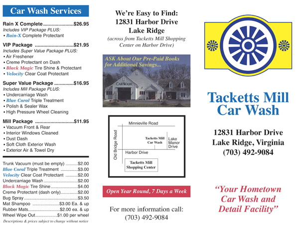 Tackett's Mill Cas Wash Flier